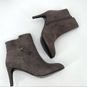 Lands End Boots Women’s 9.5 B Gray Suede Leather High Heel Stiletto Ankle Bootie